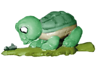 Turtle on Leaf Looking Down Plaster Statue