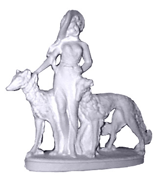 Lady with Two Afghans Plaster Statue
