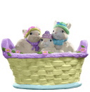 Three Bunnies in Basket Plaster Statue