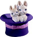 Bunnies in Hat Plaster Statue
