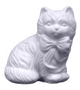 Cat with Bow side Plaster Statue