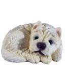Curled up Westie Plaster Statue