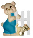 Bear with Cat by Fence Plaster Plaque