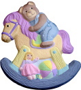 Rocking Horse Bear with Doll and Ball Plaster Plaque
