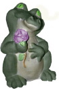 Alligator with Rose Unpainted Plaster Piggy Bank