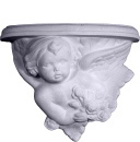 Cherub with Bouquet Plaster Bracket Corbel