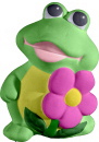 Frog with Flower Plaster Statue