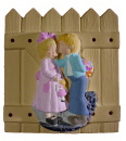 Boy and Girl by Fence Plaster Plaque