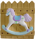 Rocking Horse on Fence  Plaster Plaque