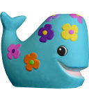 Whale with Flowers Plaster Statue