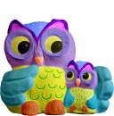 Owl and Baby Plaster Statue