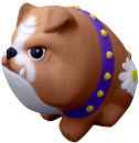 Bulldog with Daisies Plaster Statue