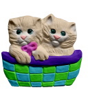 Two Kittens in Basket Plaster Plaque