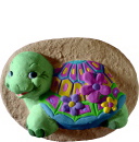 Turtle with Flowers Plaster Plaque