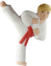Karate Boy Kicking Plaster Plaque