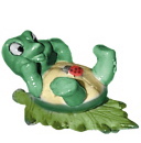 Turtle on Leaf Lying on Back Plaster Statue
