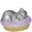 Kitten on Basket Plaster Statue