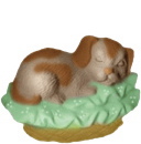 Puppy on Basket Plaster Statue