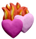 Flaming Hearts Plaster Plaque