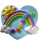 Sun Stars on Heart Rainbow Plaster Plaque