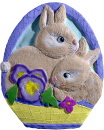 Bunnies in Basket Plaster Plaque