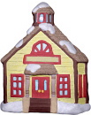 Village School Unpainted Plaster Christmas Tree Ornament