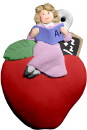 Teacher on Apple Unpainted Plaster Christmas Tree Ornament