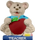 Bear with Apple for Teacher Unpainted Plaster Christmas Tree Ornament