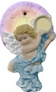 Musical Angel with Tambourine Unpainted Plaster Christmas Tree Ornament