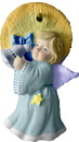 Star Angel with Bell Unpainted Plaster Christmas Tree Ornament