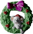 Mouse on Wreath Unpainted Plaster Ornament