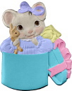 Mouse in Gift Box Unpainted Plaster Christmas Tree Ornament