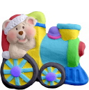 Christmas Bear on Train Unpainted Plaster Christmas Tree Ornament