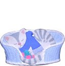 Sleeping Kitten in Basket Unpainted Plaster Christmas Tree Ornament