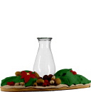 Holly and Pine cone Plaster Candleholder with Glass Globe