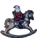 Santa on Rocking Horse Plaster Statue