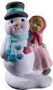 Tiny Girl Hugging Snowman Plaster Statue