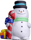 Snowman with Big Candy Cane Plaster Statue