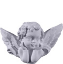 Cherub Bust with Hands under Chin Plaster Plaque