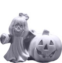 Pumpkin Heads with Pumpkins Plaster Statue