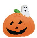 Pumpkin with Ghost Plaster Plaque