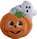 Ghost and Jack O Lantern Plaster Plaque