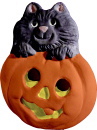 Small Cat out of Jack O Lantern Plaster Plaque