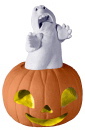 Scared Ghost on Jack O Lantern Plaster Statue