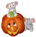 Mice with Pumpkin Plaster Statue