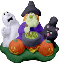 Witch and Friends by Cauldron Statue