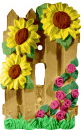 Sunflowers on Fence Plaster Light Switch Plate