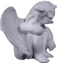 Cherub with Wings Down Plaster Statue