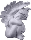 Cherub with Wings Up Plaster Statue