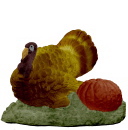 Turkey with Pumpkin Plaster Statue